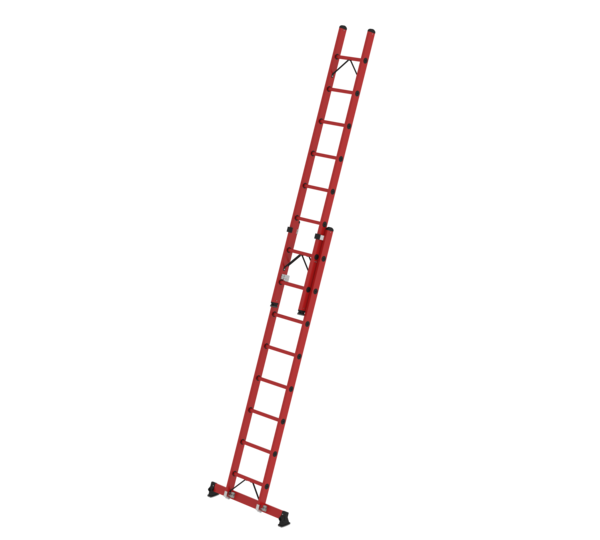 Sprossen-Schiebeleiter 2-teilig GFK mit nivello® Traverse 2x8 Sprossen | © MUNK GmbH