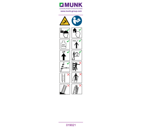 Aufkleber mit Benutzerhinweisen | © MUNK GmbH