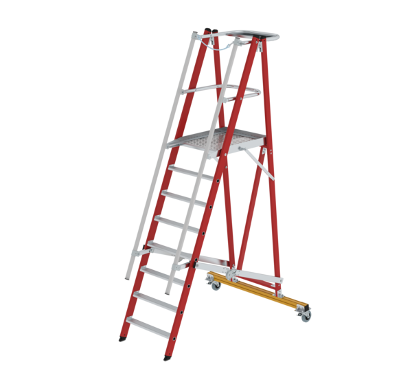 Platform ladder GRP/aluminium mobile, foldable 8 steps with GRP handrail | © MUNK GmbH