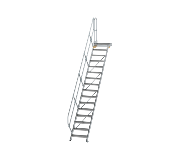 Stairs w. plat. 45° st. wid. 600 mm, 16 st, gr.al | © MUNK GmbH