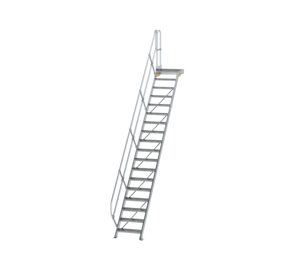 Stairs w. plat. 45° st. wid. 600 mm, 18 st, gr.al | © MUNK GmbH
