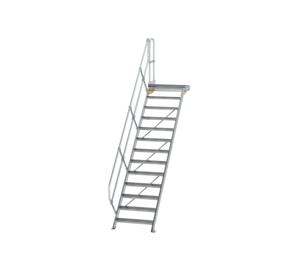 Stairs w. plat. 45° st. wid. 800 mm, 13 st, gr.al | © MUNK GmbH