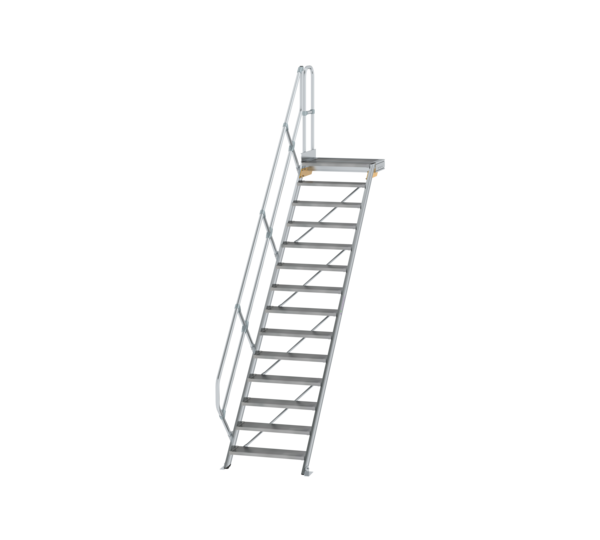 Stairs w. plat. 45° st. wid. 800 mm, 14 st, gr.al | © MUNK GmbH