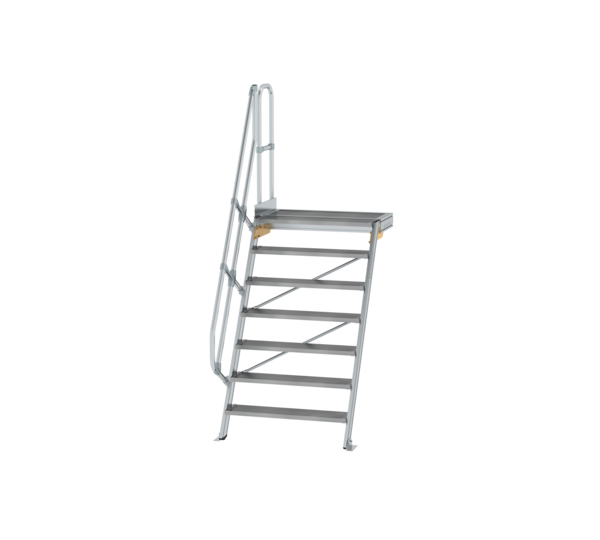 Stairs w. plat. 60° st.wid. 1,000 mm, 7 st, gr.alu | © MUNK GmbH