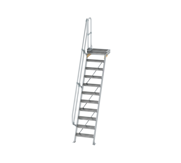 Stairs w. plat. 60° st. wid. 600 mm, 11 st, gr.alu | © MUNK GmbH