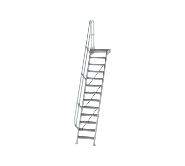 Stairs w. plat. 60° st. wid. 600 mm, 13 st, gr.alu | © MUNK GmbH