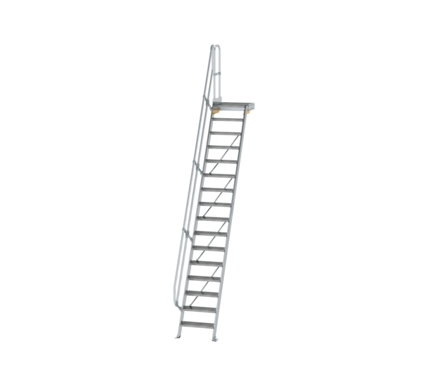 Stairs w. plat. 60° st. wid. 600 mm, 16 st, gr.alu | © MUNK GmbH