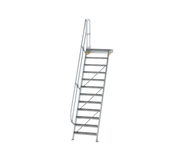 Stairs w. plat. 60° st. wid. 800 mm, 12 st, gr.alu | © MUNK GmbH