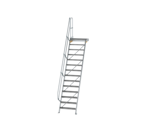 Stairs w. plat. 60° st. wid. 800 mm, 14 st, gr.alu | © MUNK GmbH