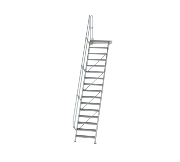 Stairs w. plat. 60° st. wid. 800 mm, 16 st, gr.alu | © MUNK GmbH