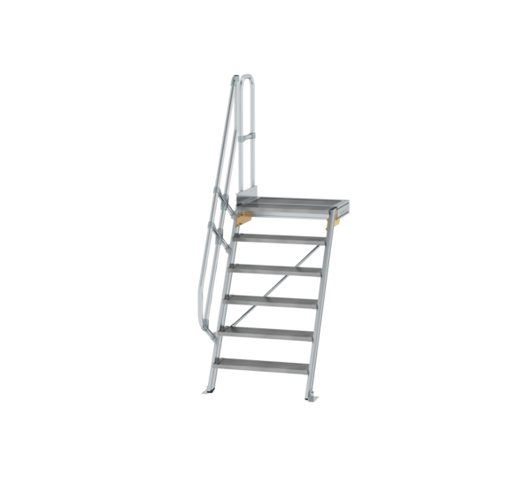 Stairs w. plat. 60° st. wid. 800 mm, 6 st, gr.alu | © MUNK GmbH