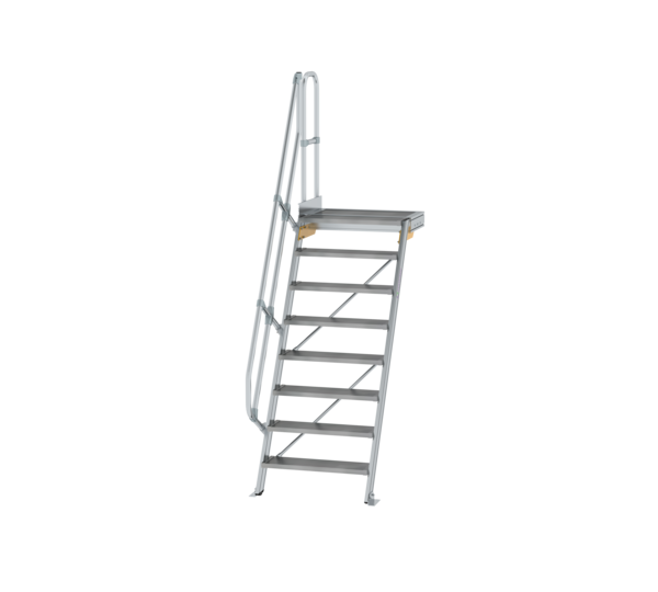 Stairs w. plat. 60° st. wid. 800 mm, 8 st, gr.alu | © MUNK GmbH