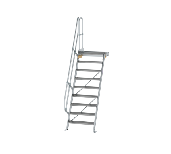 Stairs w. plat. 60° st. wid. 800 mm, 9 st, gr.alu | © MUNK GmbH