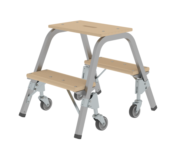 Steel and wood step stool w. castors, 2x2 steps | © MUNK GmbH